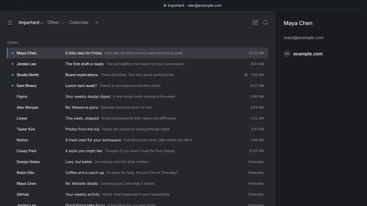 Sooperhuman desktop email app with a keyboard-first inbox